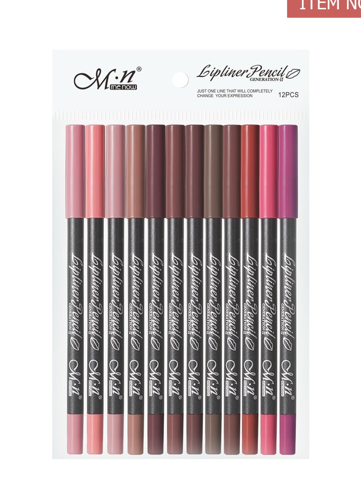Menow New LipLiner Creamy Pencil Package - 12 Colors - 12 Pcs - Image 1